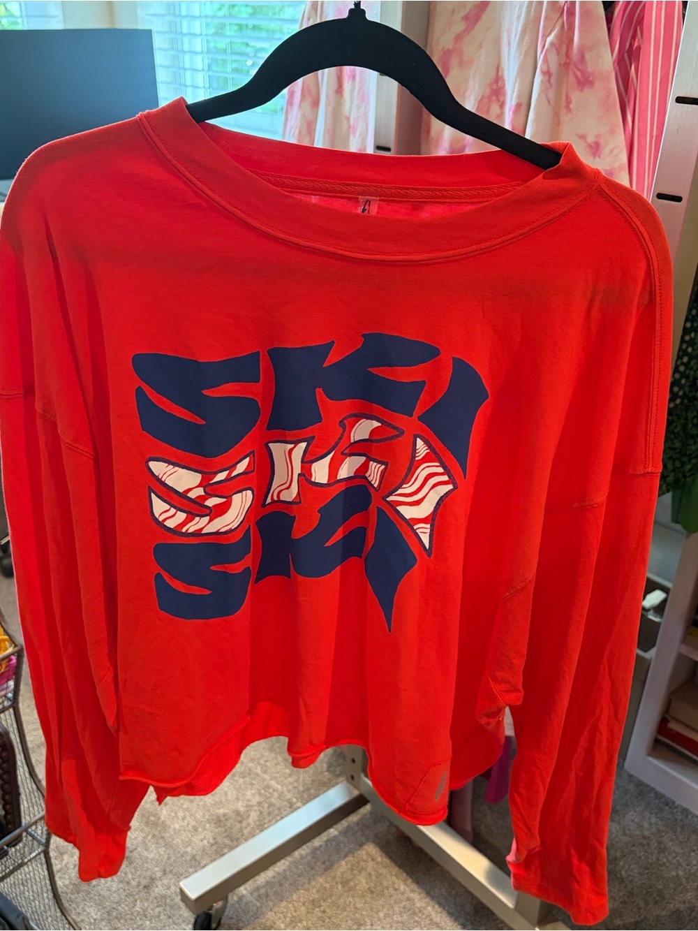 Free People Movement Bold Red Graphic Long-Sleeve Tee